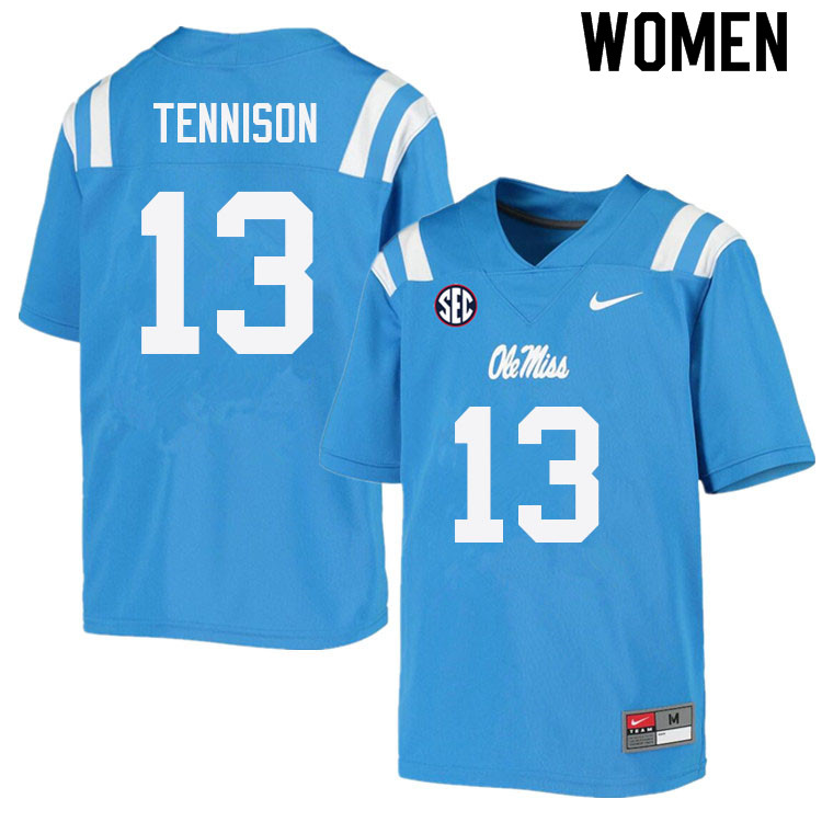 Women #13 Ladarius Tennison Ole Miss Rebels College Football Jerseys Sale-Power Blue